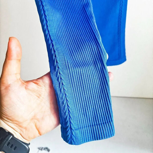 Offline by Aerie Seamless 7/8 Ribbed Leggings Blue Side Braided Detail S - Picture 11 of 13
